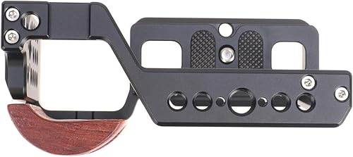 Miniatura 3 de FocusFoto Jaula de aluminio para cámara con mango lateral de madera para cámara Sony Alpha ZV-E10, estabilizador de video de marco completo con