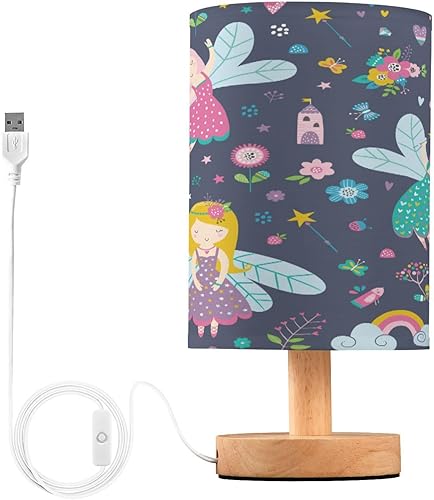 GuoChe Bedside Lamp Room Lamp with USB Cartoon Cute Kawaii Fairy Colorful Table Lamps for Boys Farm lampara para mesa de sala