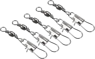 PATIKIL Fishing Barrel Swivel with Interlock Snap, 50Pcs 15lb Carbon Steel Solid Ring Terminal Tackle for Saltwater Freshwater Fishing, Black