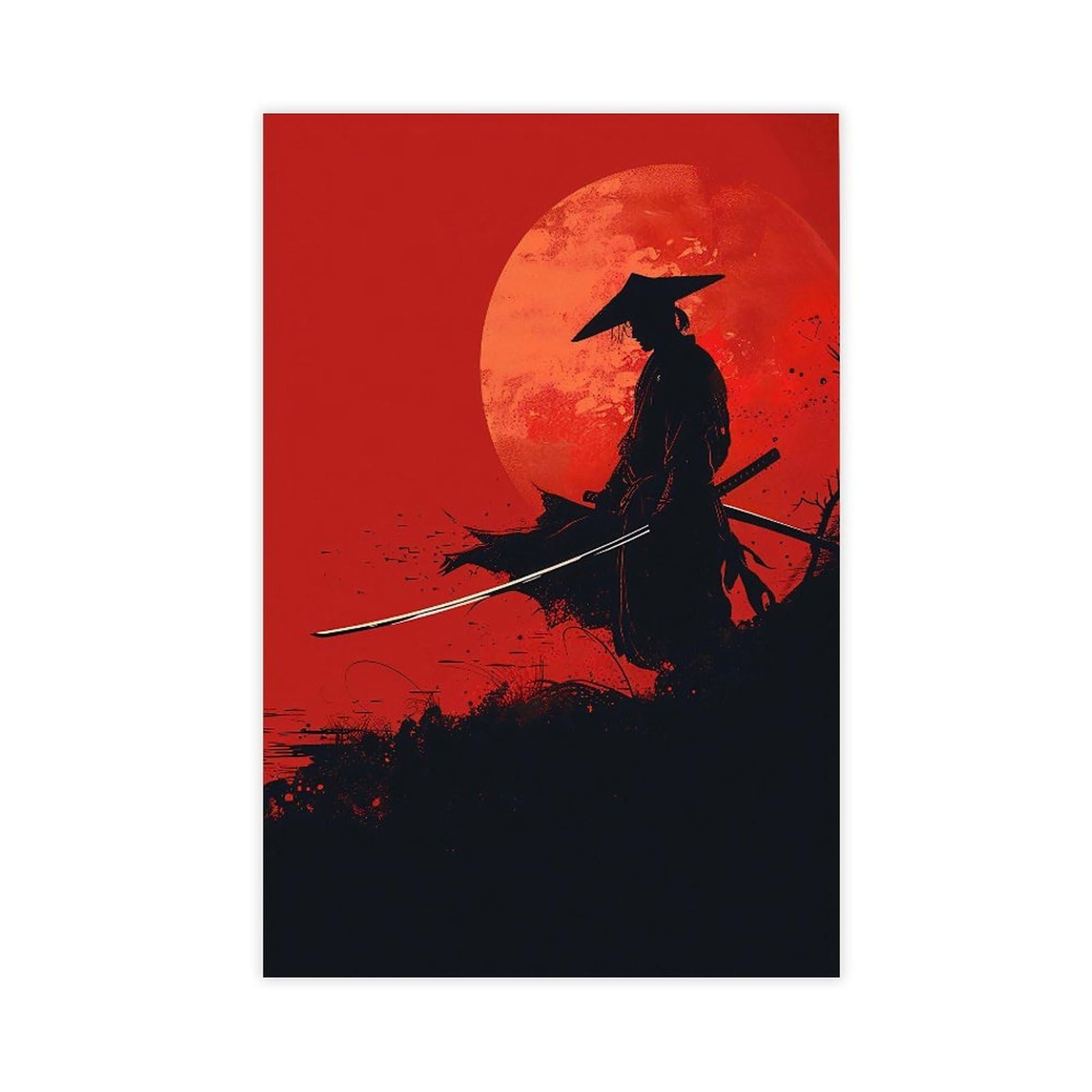 Pyberon Japanese Samurai Poster Art Canvas Poster Bedroom Decor Landscape Office Room Decor Gift 24" L X 36" W