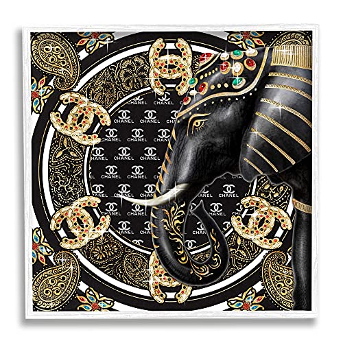 Regal Elephant Safari Glam Fashion, 12 x 12 Inch Framed Giclée Print