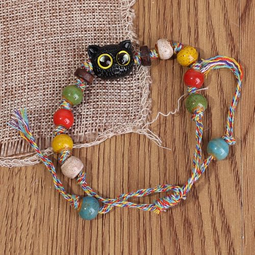 New Skeleton Cat Ceramic Bracelet Niche Design Chinese Style Tassel Bracelet Student Girlfriend Gift