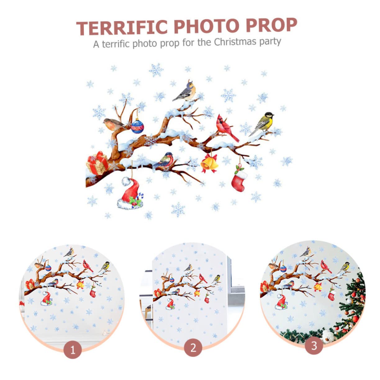 Cabilock 5 Fogli Vetrofanie natalizie etichette etichetta Accessori adesivi parete stickers per decora adornare la finestra del festival aggrappa adesivi con fiocchi di neve pvc