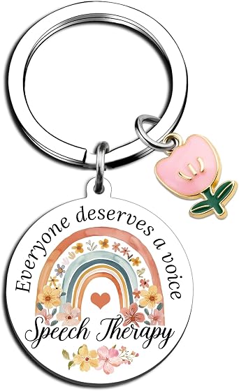 Speech Therapy Gifts SLP Keychain Speech Language Pathologist Gifts Therapist Cute Stuff SLP Appreciation Gift for Women Men Everyone Deserves A Voice Key chain