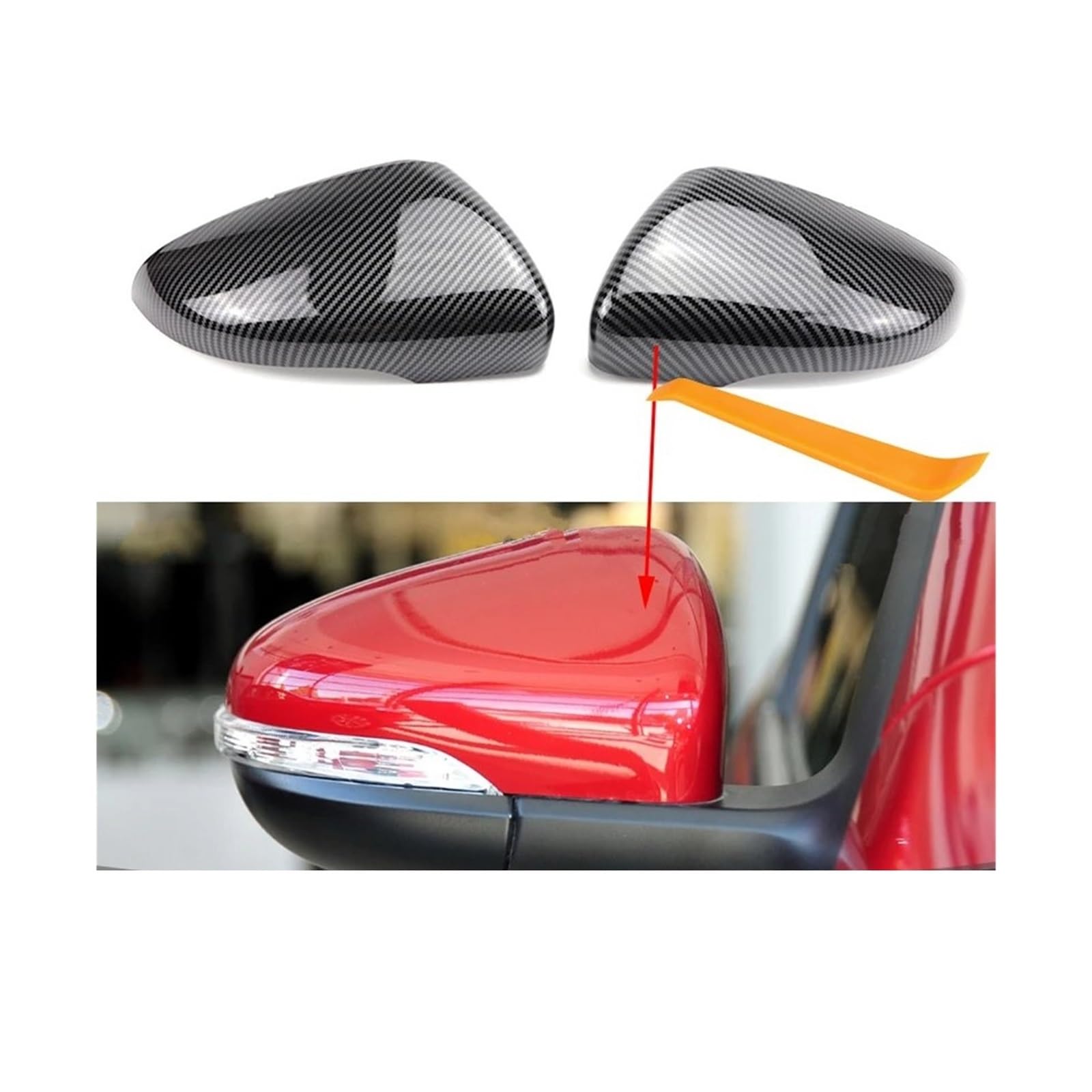 Rétroviseur Couvercle Lot De 2 Coques Rétroviseur pour Golf 6 VI MK6 pour GTI R pour Line R20 pour Touran 2010-2015 Coque Rétroviseur(Carbon Fiber Pattern)