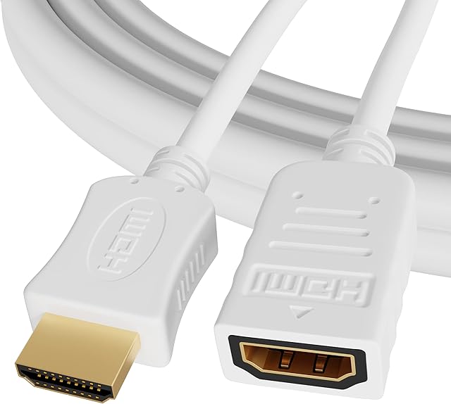 ConnectingU 2m White 4K/ 3D High Speed HDMI with Ethernet Male to Female Extension Cable