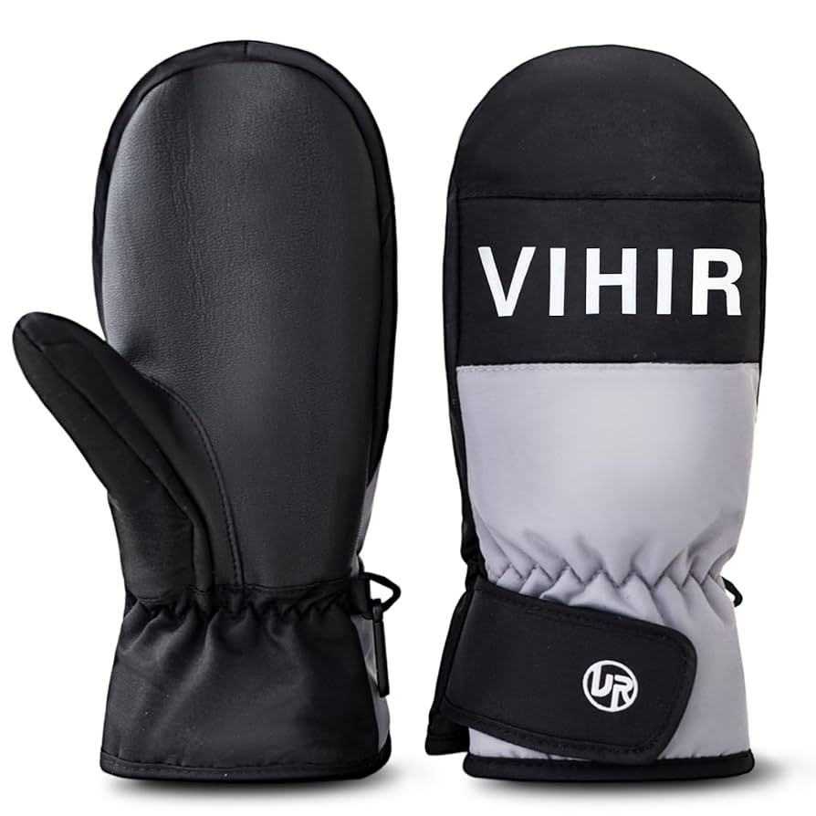 Vihir スキー グローブ 冬用 スキー 手袋 防寒 防風 グレー XL Amazon | Vihir スキー グローブ メンズ レディース スノボ 手袋