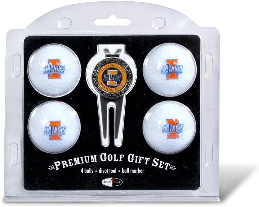 Team Golf NCAA Regulation Size Golf Balls (4 Count) & Divot Tool with Removable Double-Sided Magnetic Marker