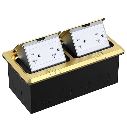 Vista 53 de WEBANG Kit eléctrico de caja de suelo doble emergente, salida de receptáculo dúplex resistente a la manipulación de 20 A, accesorios resistentes a