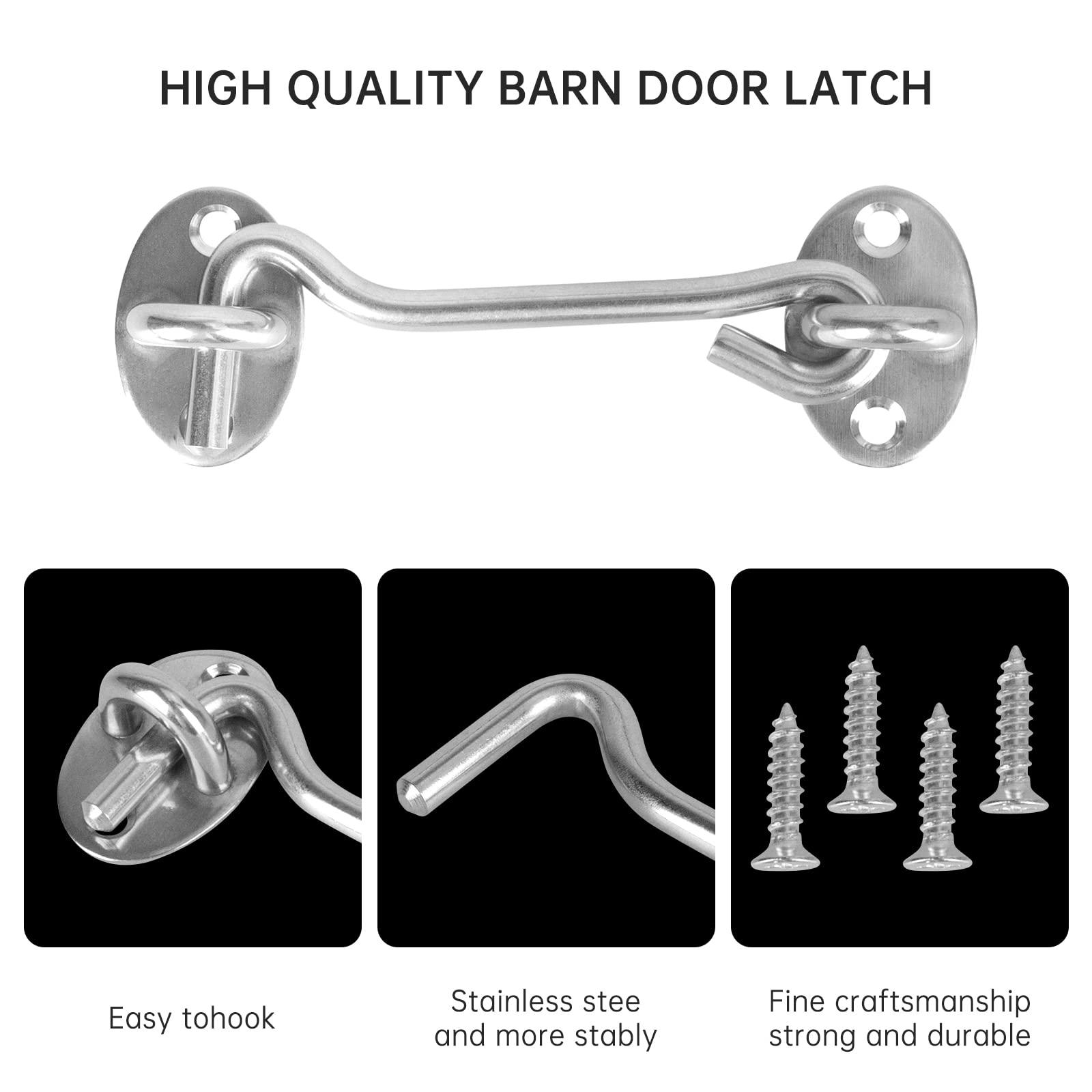 2 Stück Edelstahl Sturmhaken 30cm - Für Türen, Rollläden & Tore