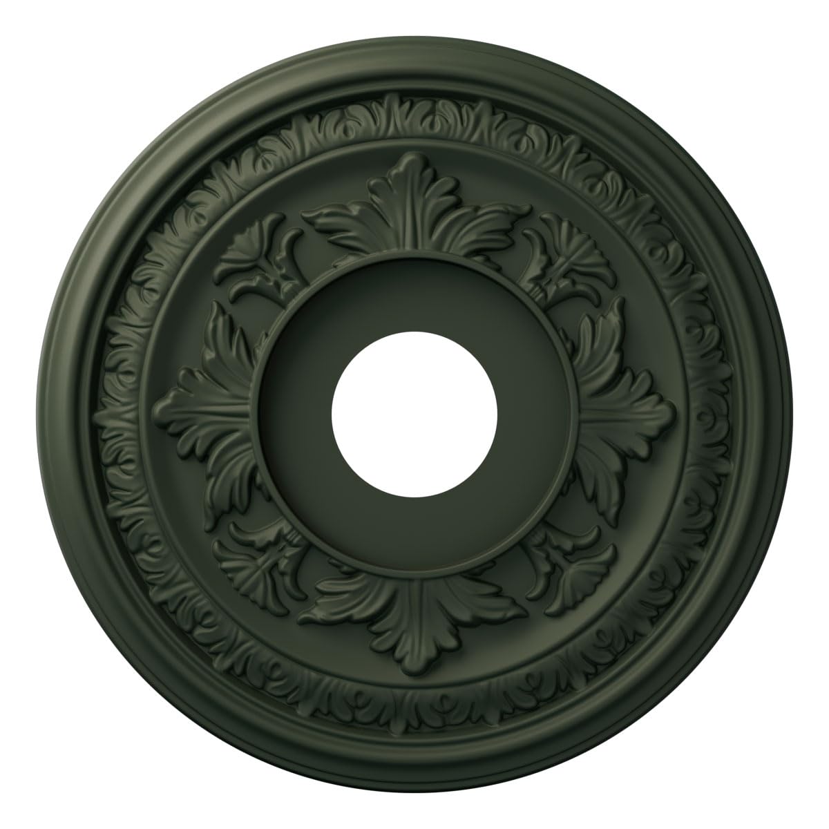 16"OD x 3 1/2"ID x 1"P Baltimore Thermoformed PVC Ceiling Medallion (Fits Canopies up to 6 1/2"), UltraCover Satin Hunt Club Green