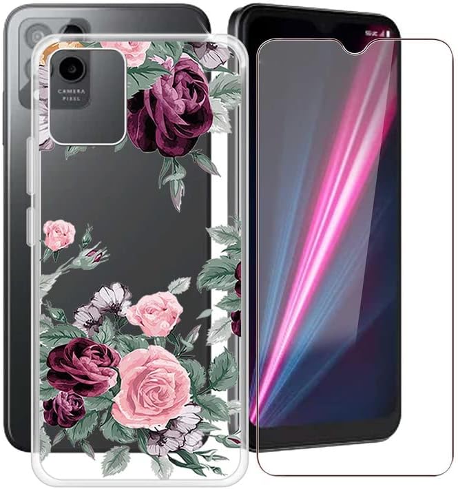 Funda de teléfono para T-Mobile Revvl 6 PRO 5G (6.82 pulgadas) con 1 protector de pantalla de vidrio templado, delgada y transparente de silicona