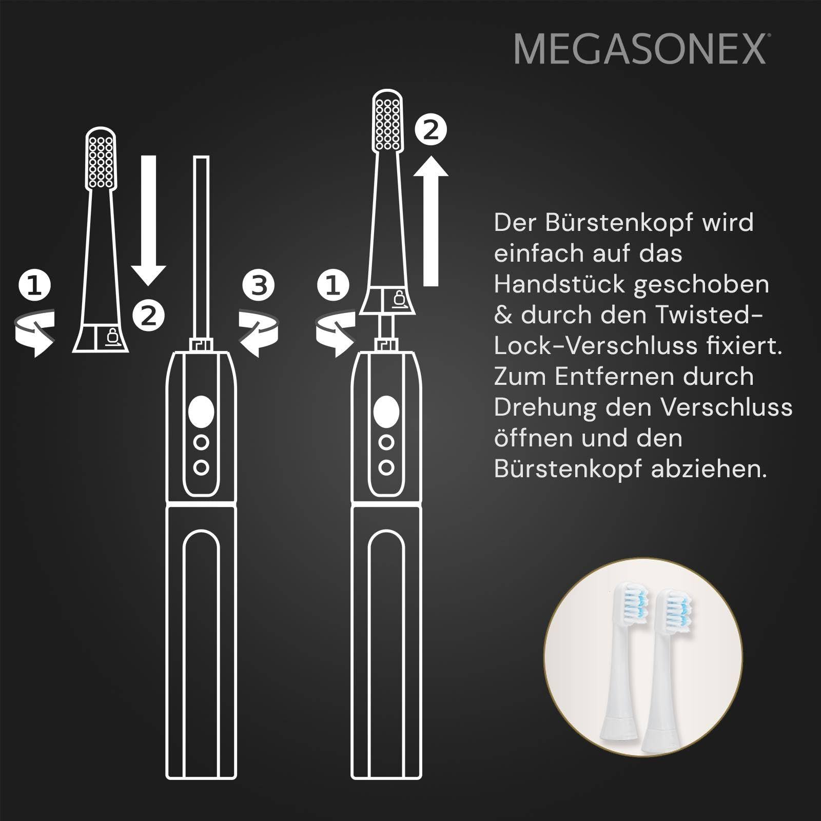 Megasonex M8 - Cabezales para cepillo de dientes (20 unidades, plano, suave)
