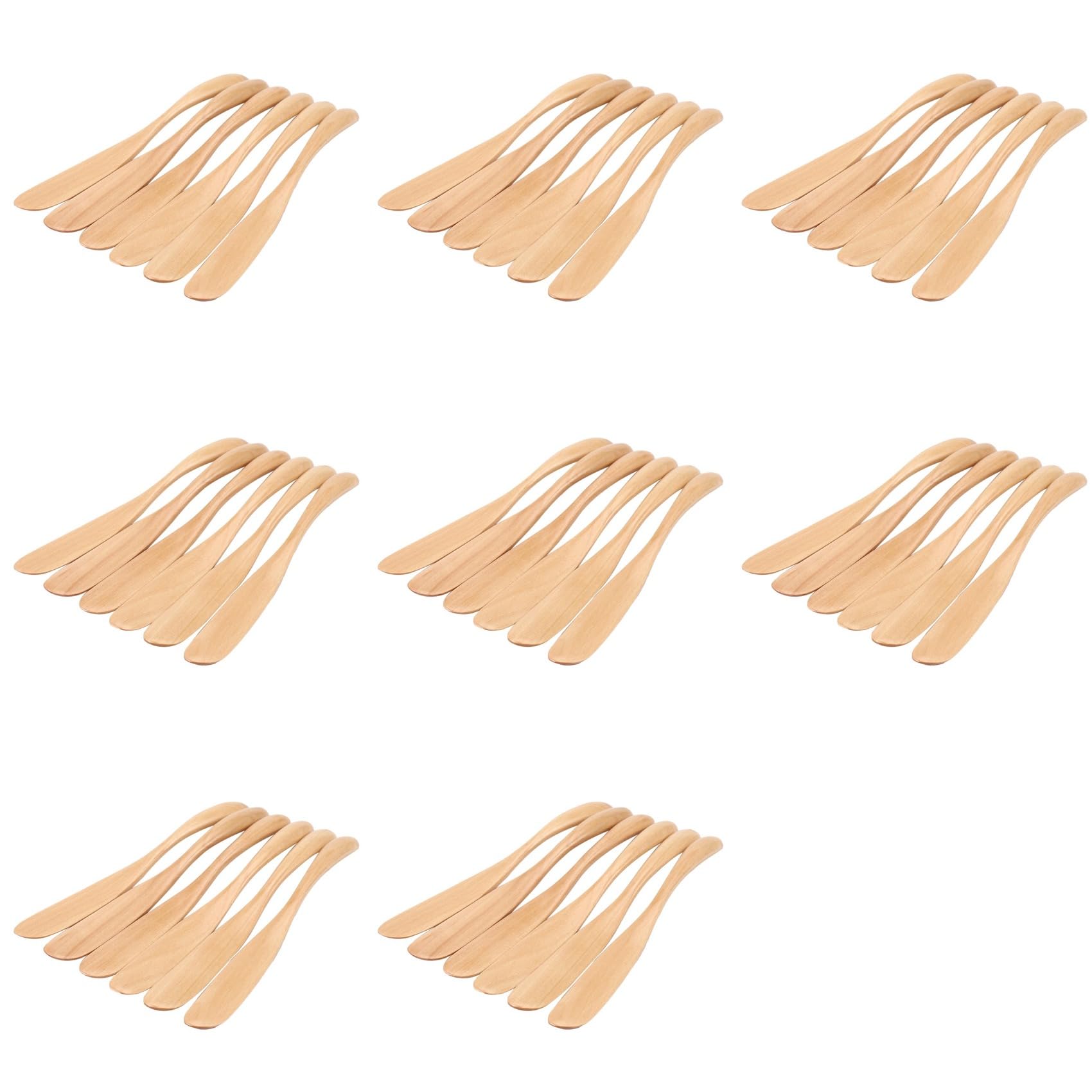Hndhbfgrt Wooden Butter Knife Cheese Spreader 6.5 Inch, Jam Knife Butter Cake Knife Mask Knife 48 Pieces
