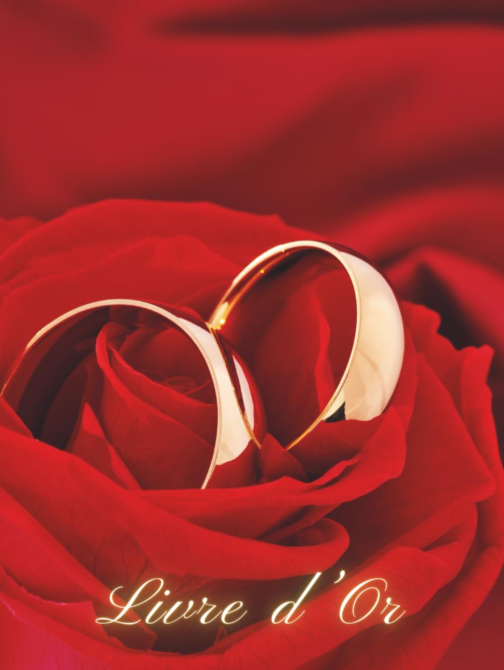 Livre d'or mariage roses rouges A4 couverture rigide pour noces et fiançailles