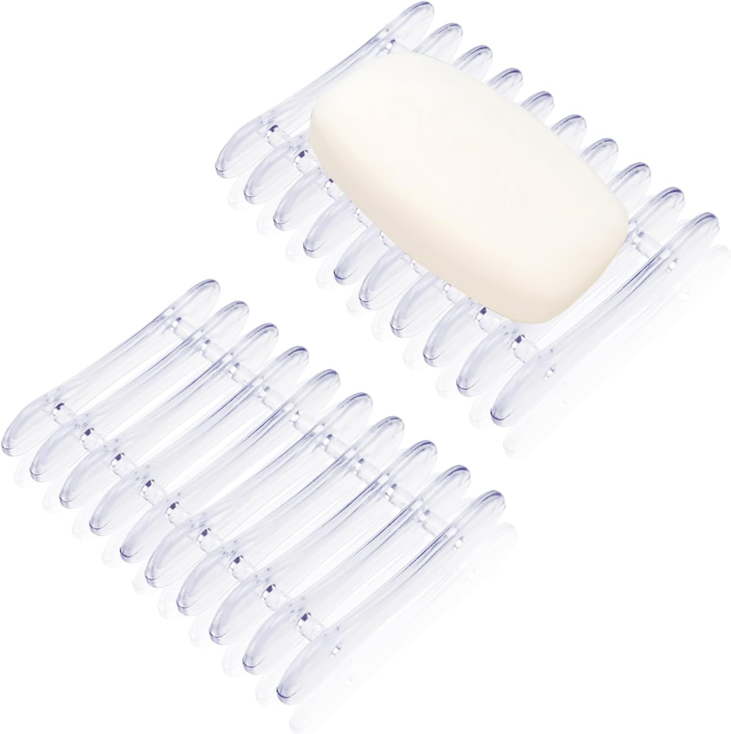 2 Pcs Plastic Bar Soap Holder Soap Tray Non-Slip Soap Saver Self Draining Soap Dish for Bar Soap Clear Soap Dryer for Shower Bathroom Kitchen Restaurant Counter