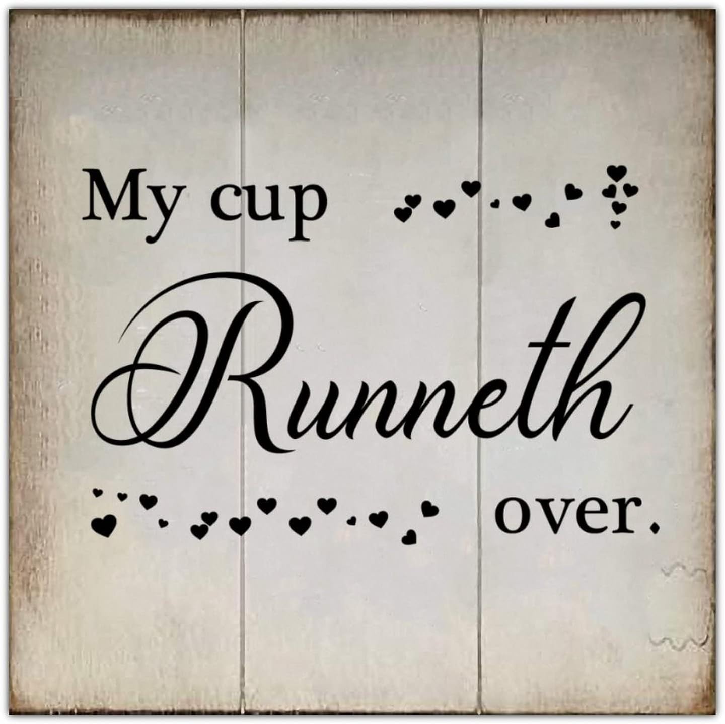Rustic Wood Sign with Bible Verse My Cup Runneth Over Distressed Look Wooden Sign for Craft Retro Wood Plaque Vintage Wall Hanging Art Decoration for Farmhouse Room Garden Yard Best Gift