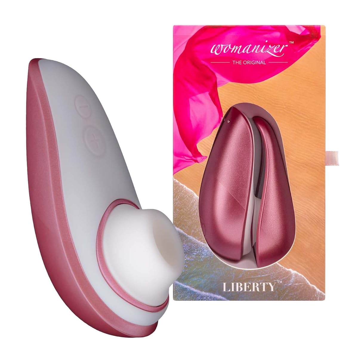 Womanizer Liberty ウーマナイザーリバティ クリトリス 吸引 バイブ - トラベルカバー付き - 6段階の吸引モード - 防水 - 女性用 アダルトグッズ - ローズー女性へのギフト