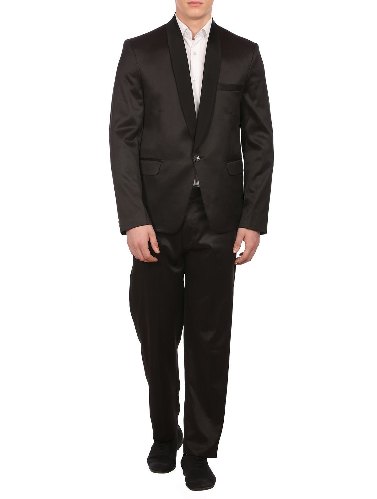 wintage Men's Poly Blend Notched Lapel Black Tuxedo 2Pc Suit-picture-36