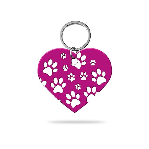 MACOS Engraved Personalised Heart Pet Tag for Dogs and Cats [Pink]