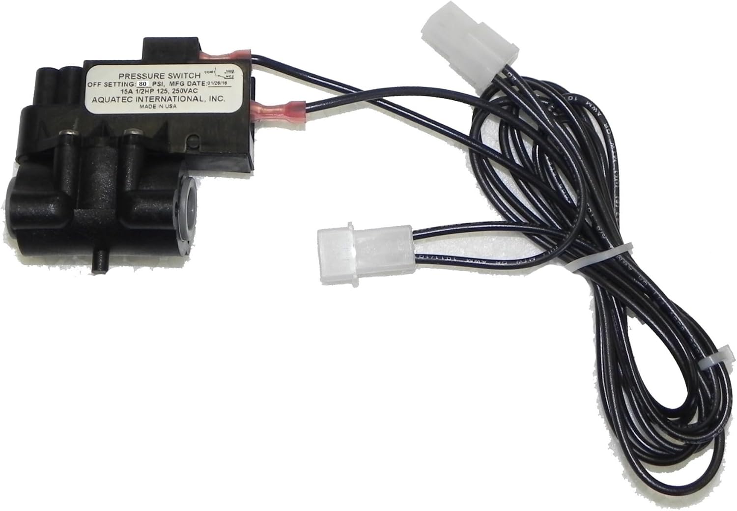 AquaTec RO Reverse Osmosis Water Pump Pressure Switch 80 psi 1/4" Quick Connect Black Plastic