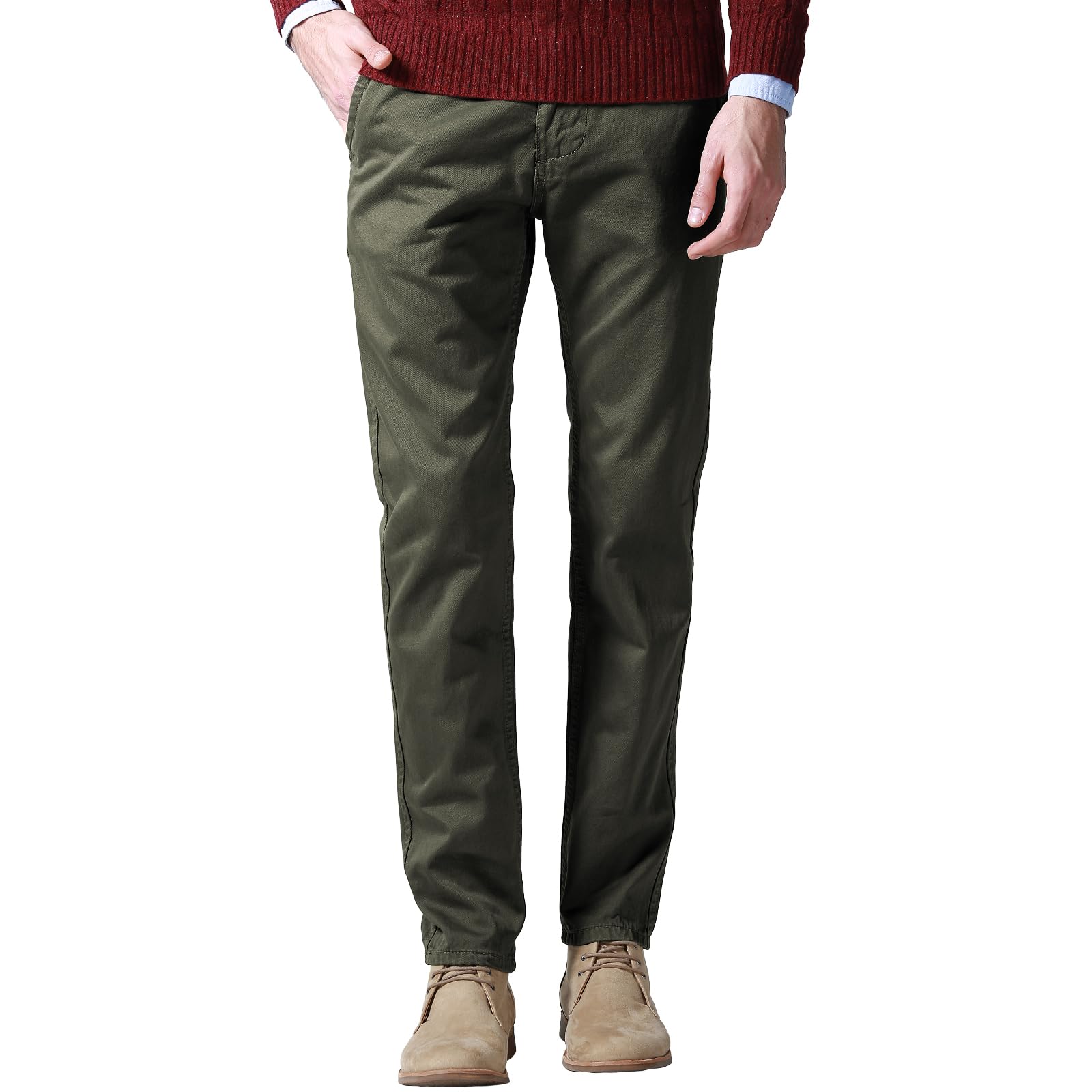 Match Mens Regular-Fit Casual Flat Front Chino Pants