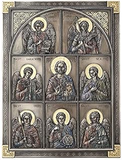 Veronese Design 12.25 Inch Jesus and The Seven Archangels Classic Style Antique Bronze Finish Wall Sculpture Plaque Decoration