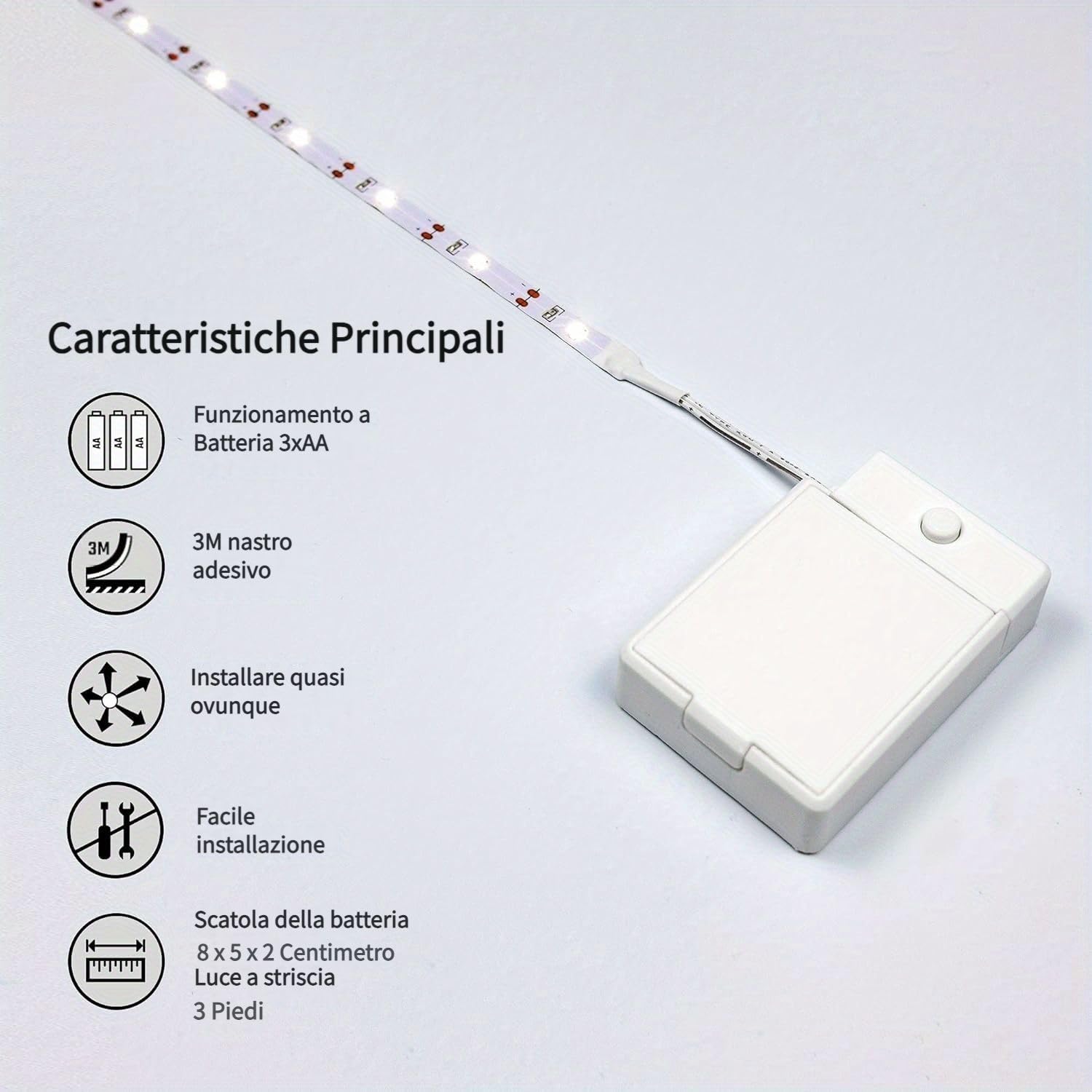 BestLuz Strisce Luminose a LED a Batteria per Cucina Sotto L'armadio, Mensole, Confezione da 3 Senza Fili, Bianco Neutro, 4000K