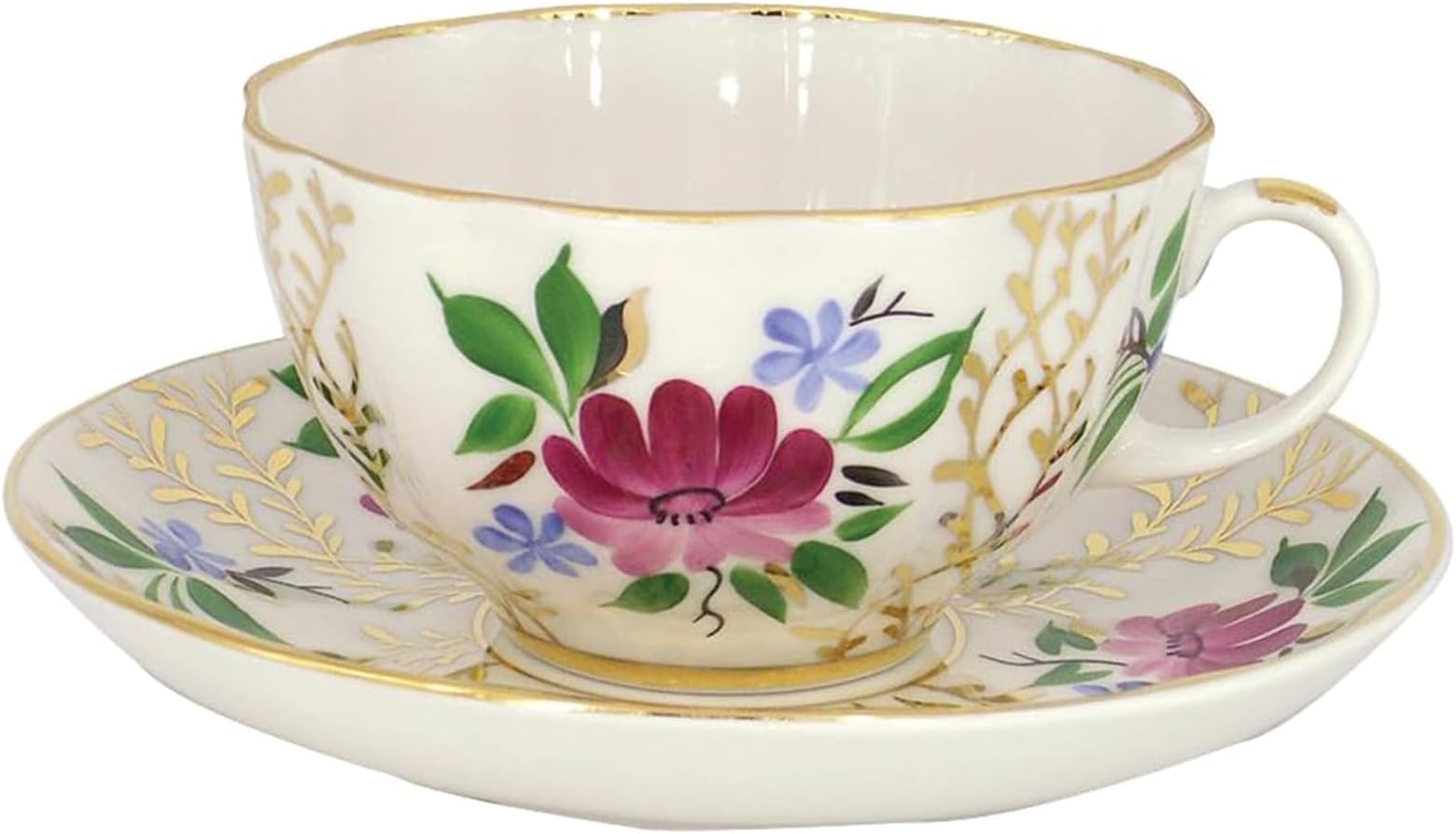 Lomonosov Imperial Porcelain Cup and Saucer Set Tulip Collection (Golden Grasses)