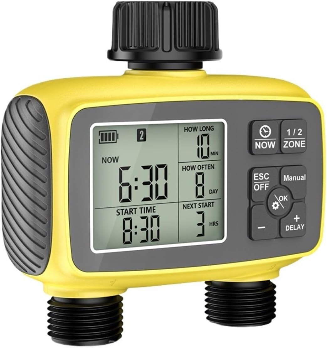 Digital Water Timer, 2-ZONE Digital Water Timer Automatic Irrigation Controller Garden Flower Plants Watering Device Programmable Timed Sprinkler,for Garden Hose Watering