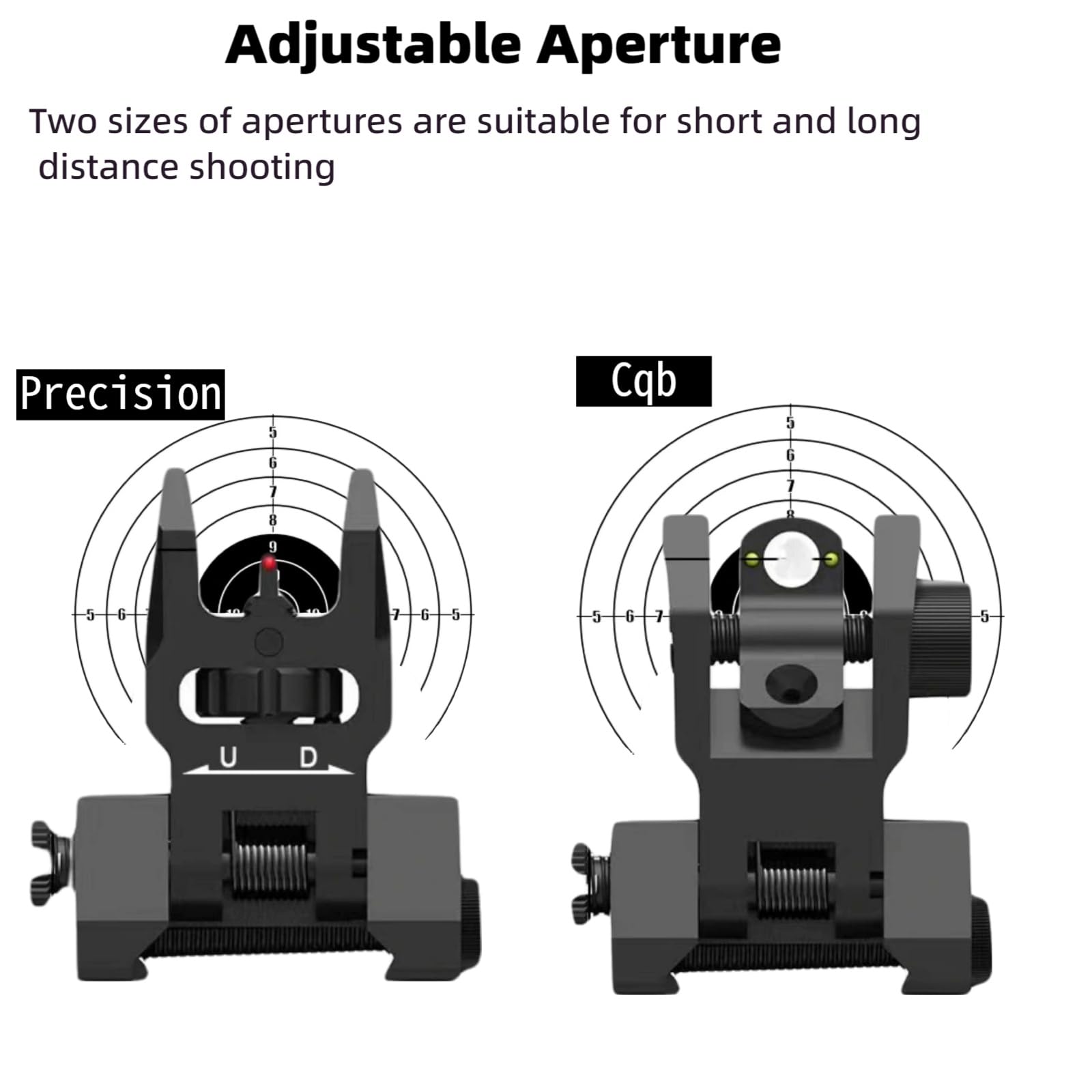 Flip-Up Iron Sight Set Red/Green Fiber Optic BUIS M-Lok Picatinny Aviation Aluminum