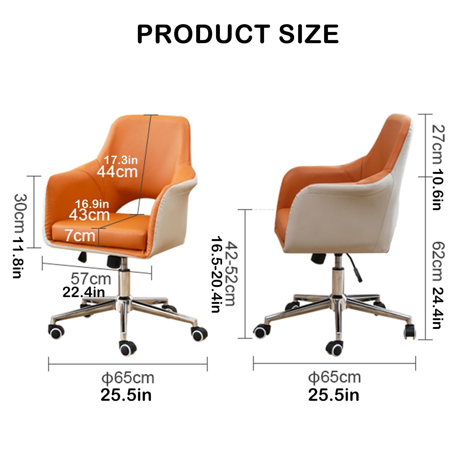 Sedia da scrivania ergonomica per Computer, Moderna Sedia da Ufficio in Similpelle, Sedia Girevole con braccioli, Sedia operativa per Studio/toeletta, Seduta da Studio Regolabile in Altezza,