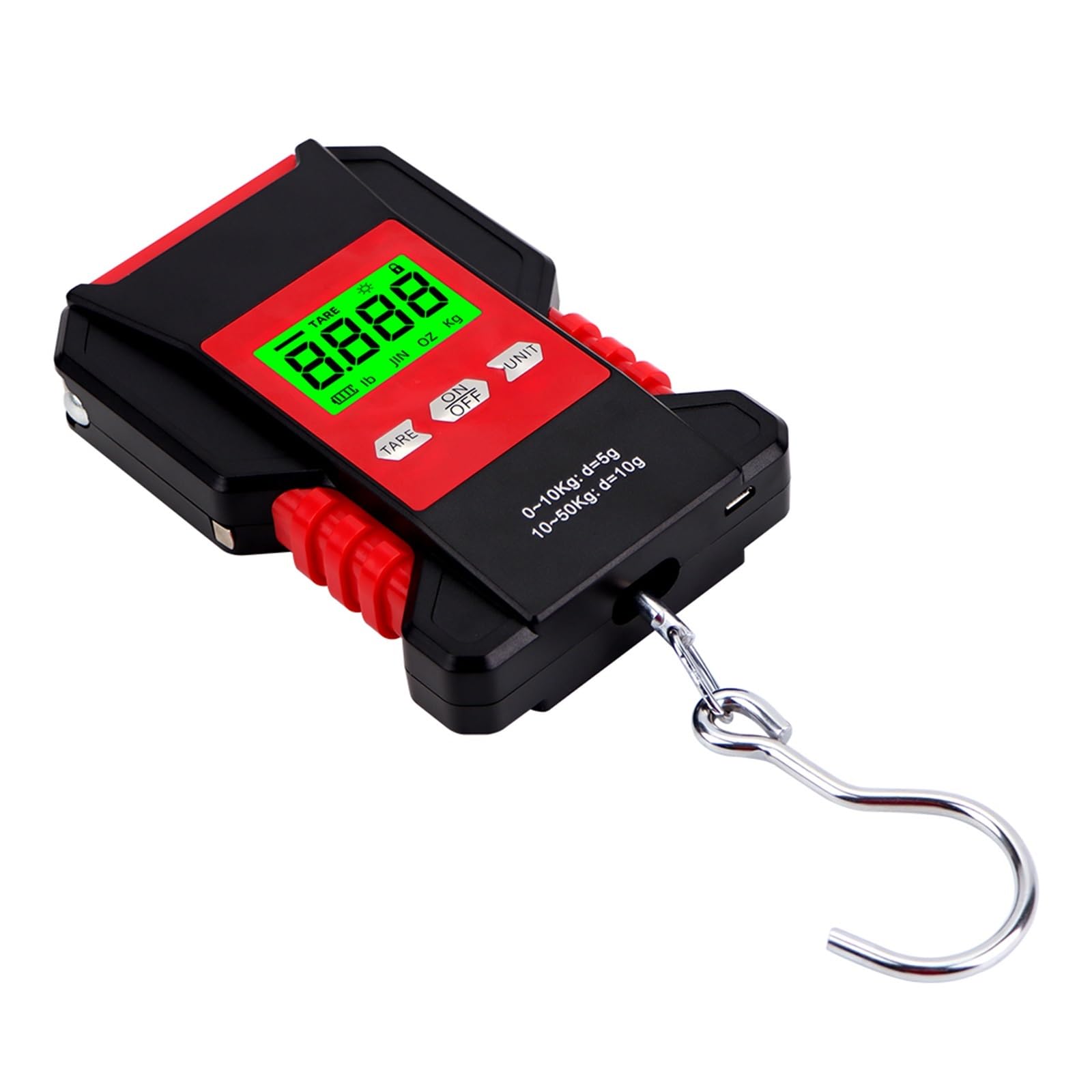 JVDDI Digital Hanging Scale 50Kg Waterproof Hanging Scale Hook Electronic Weighting Luggage LCD Digital with 1.5m Tape Ruler Heavy Duty Crane Hook
