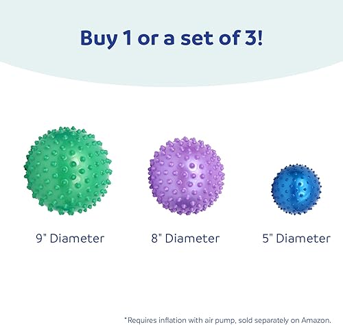 Miniatura 5 de Fun and Function Bolas táctiles puntiagudas - Bolas sensoriales táctiles con baches, texturizadas para niños de 3 años en adelante, 9 pulgadas,