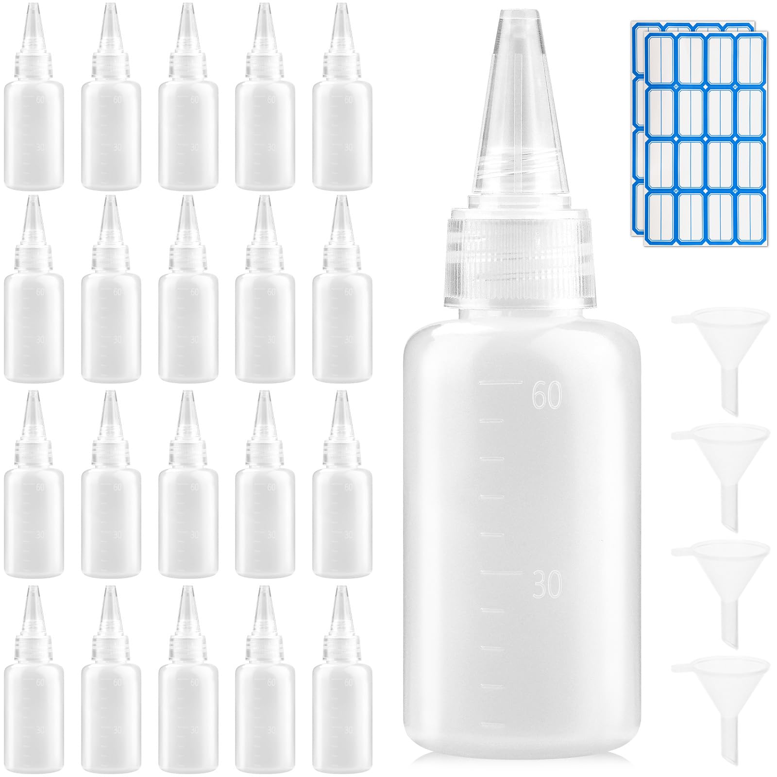 DKBT 20 Stück Quetschflasche 60ml Squeeze Flasche Spritzflasche Dosierflasche Saucenflasche Ketchup Flasche Spenderflasche Squeeze Bottle Soßenflaschen Soßenspender ölflasche Plastik küche
