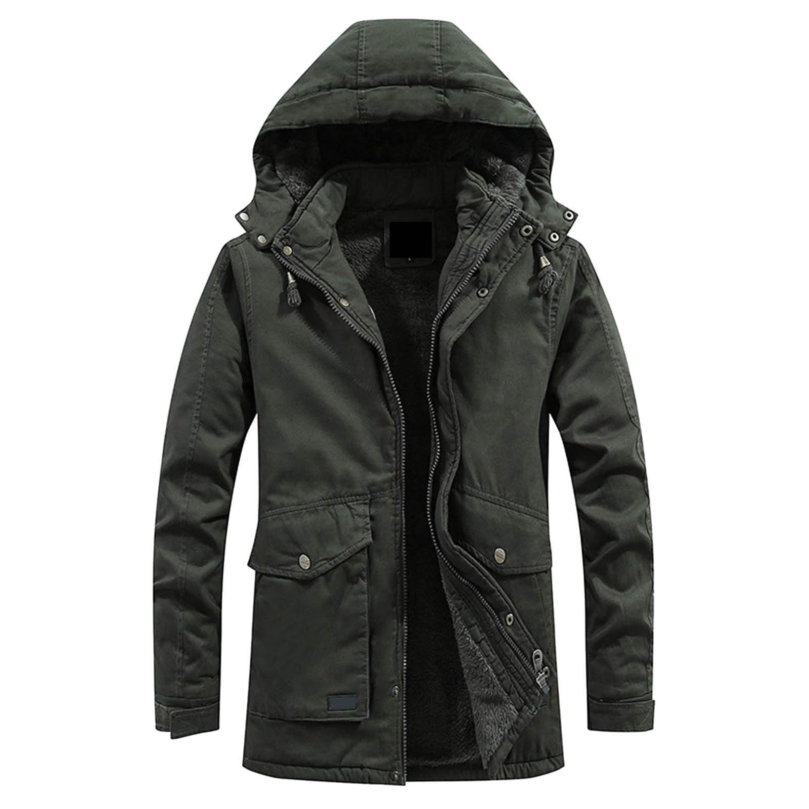 Giacca Uomo Invernale Cappotto in Pile a Maniche Lunghe con Cappuccio Antivento Ispessito Moda Autunno e Inverno da Uomo Giacche Di Pile Giacca Uomo Mezza Stagione