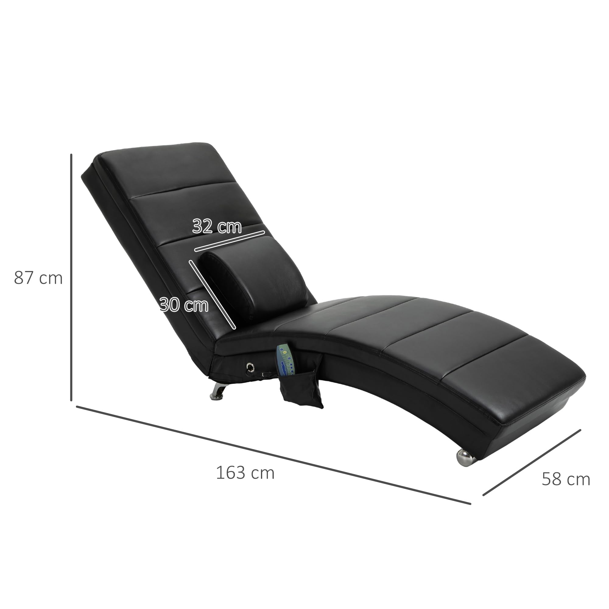 HOMCOM Relaxliege Elektrisch mit Liegefunktion 8 Massagepunkten Schwarz