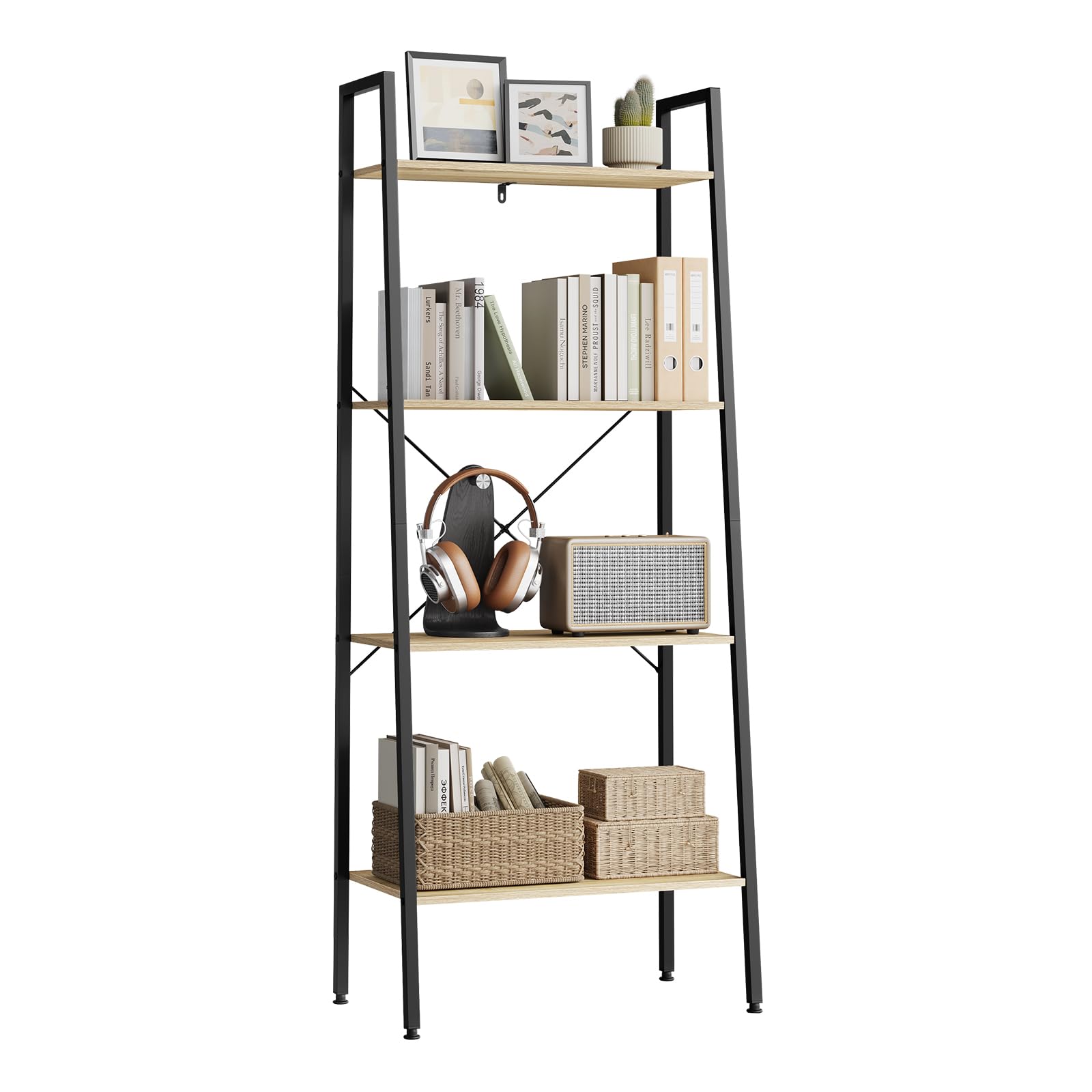 WOLTU Standregal Leiterregal Bücherregal mit 4 Ablagen, für Wohnzimmer, Schlafzimmer Regal