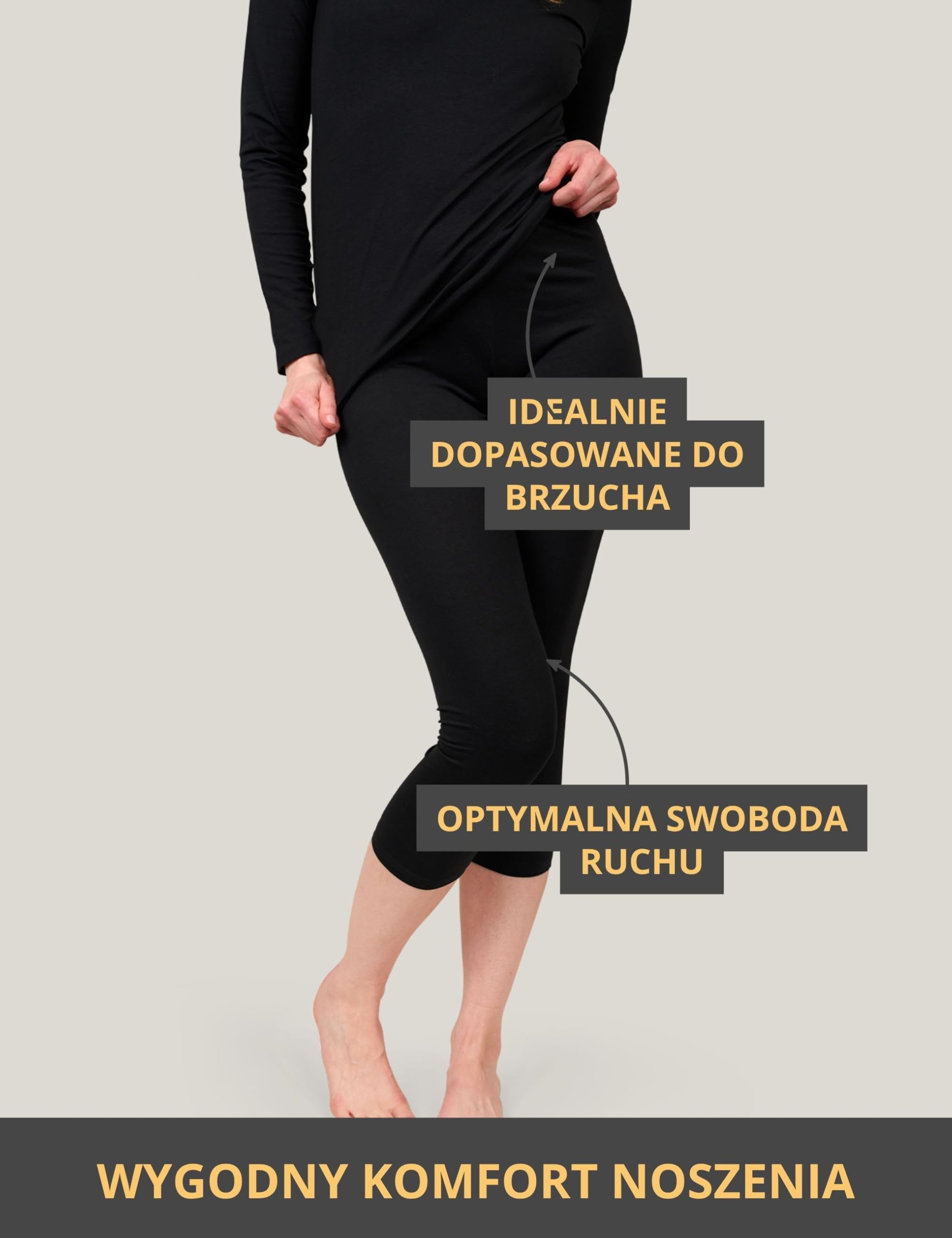 Basic Treasure 1 para legginsów Capri Damen 3/4, wysoka talia Fitnesshose Gym 3/4, 95% Baumwolle, Kurze Legginsy, Blickdichte Yogahose ¾