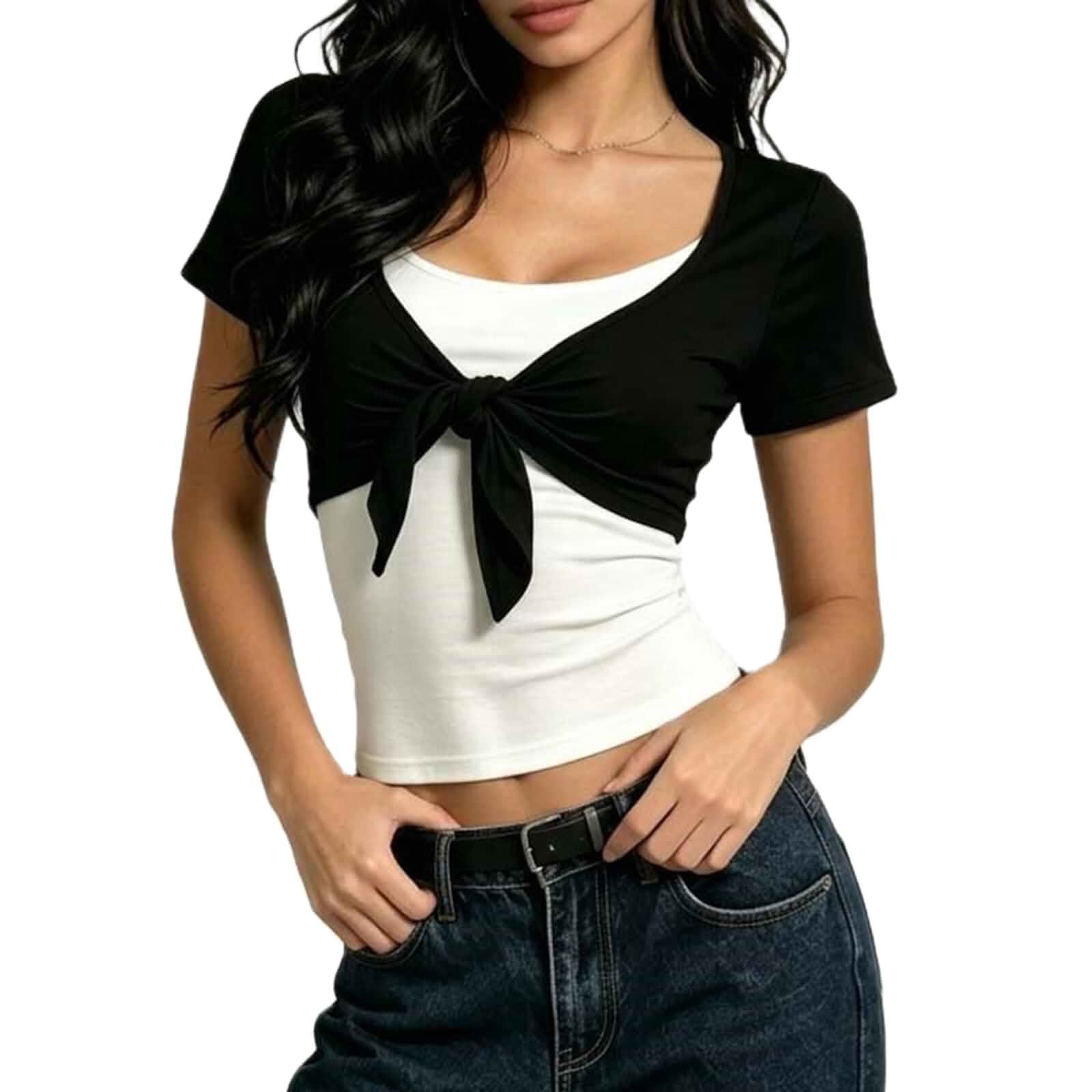 Women Bolero Shrug Short Sleeve Tie Front Y2k Plunge Neck Cropped Cardigan Cute Coquette Tees Shirt Beach Vacation Bikini Crop Tops Summer Ballet Yoga Cover Up