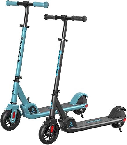 SmooSat Scooter eléctrico E9 para niños 2 modos de velocidad de hasta 10 mph nivel de batería visible altura ajustable y plegable scooter eléctrico