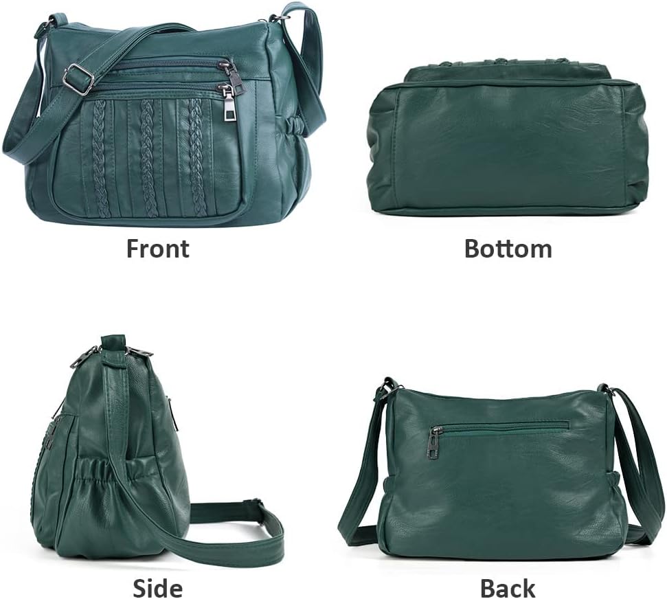 ELDA Purses for Women Pocketbooks Soft PU Leather Ladies Crossbody Purse Multi Pocket Shoulder Bag - Image 3