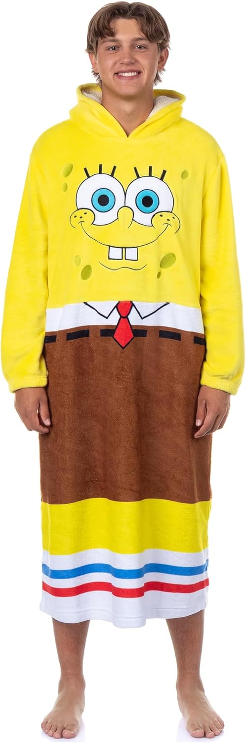 SpongeBob SquarePants Costume Adult Fleece Oversized Blanket Hoodie Sleeper Pullover Pajama Loungewear