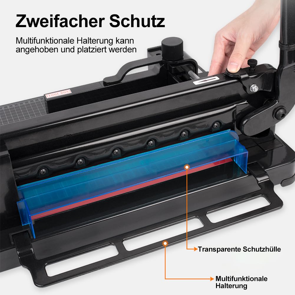 Taglierina impilabile professionale A4, ghigliottina, 400 fogli, taglierina impilabile Heavy Duty con doppia protezione di sicurezza per tagliare carta, pelle, PVC, tessuto non tessuto
