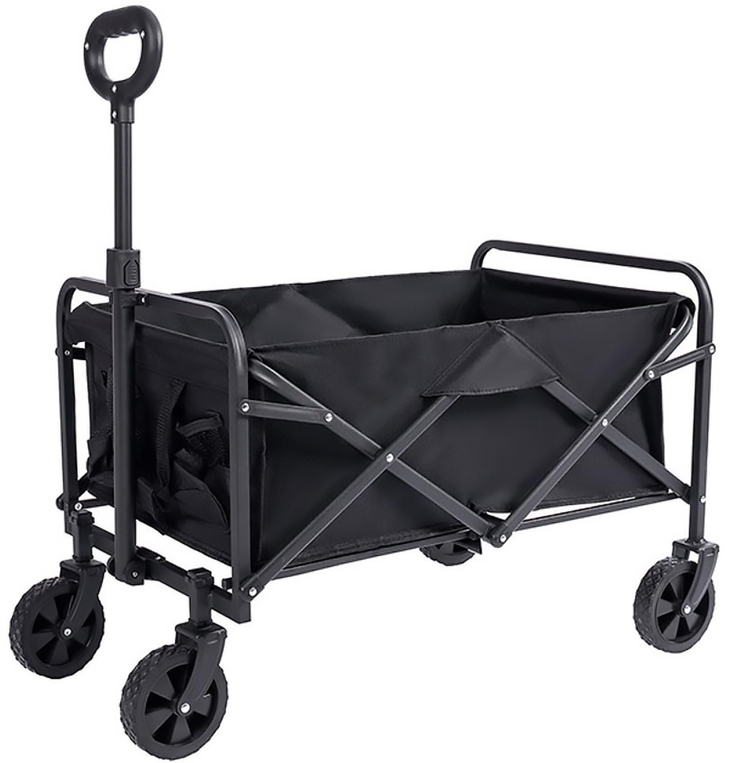 Carrito Plegable de Carga con Ruedas, Carro de Transporte Compacto y Ligero, Ideal para Compras, Playa,Jardín y Camping, Manillar Ajustable y Gran Capacidad, Fácil de Guardar (Ruedas estrechas)