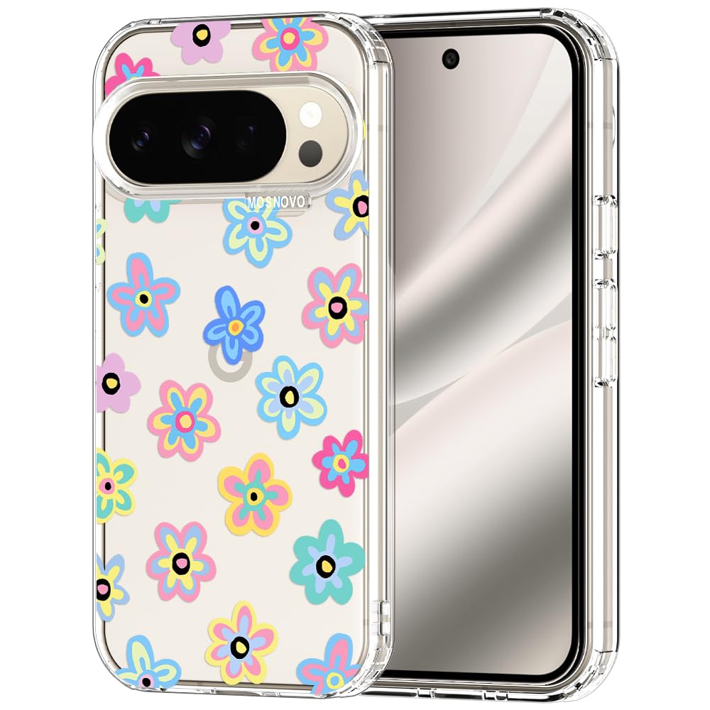 MOSNOVO Case for Google Pixel 9 & Pixel 9 Pro, [Buffertech 6.6ft Military-Grade Drop Protection] [Anti Peel Off Tech] Clear TPU Bumper Phone Case Cover Design - Great Wave — view 96