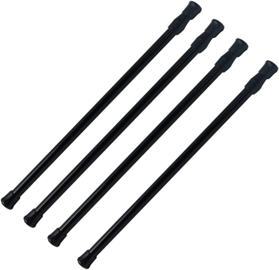 Mini Spring Cupboard Bars Tensions 11.8" to 20", Adjustable Short Tension Shower Rod, Round French Door Curtain Rods - for Cupboard, Cabinet, Wardrobe, Door, Window, Bathroom - Black, 4 Pack