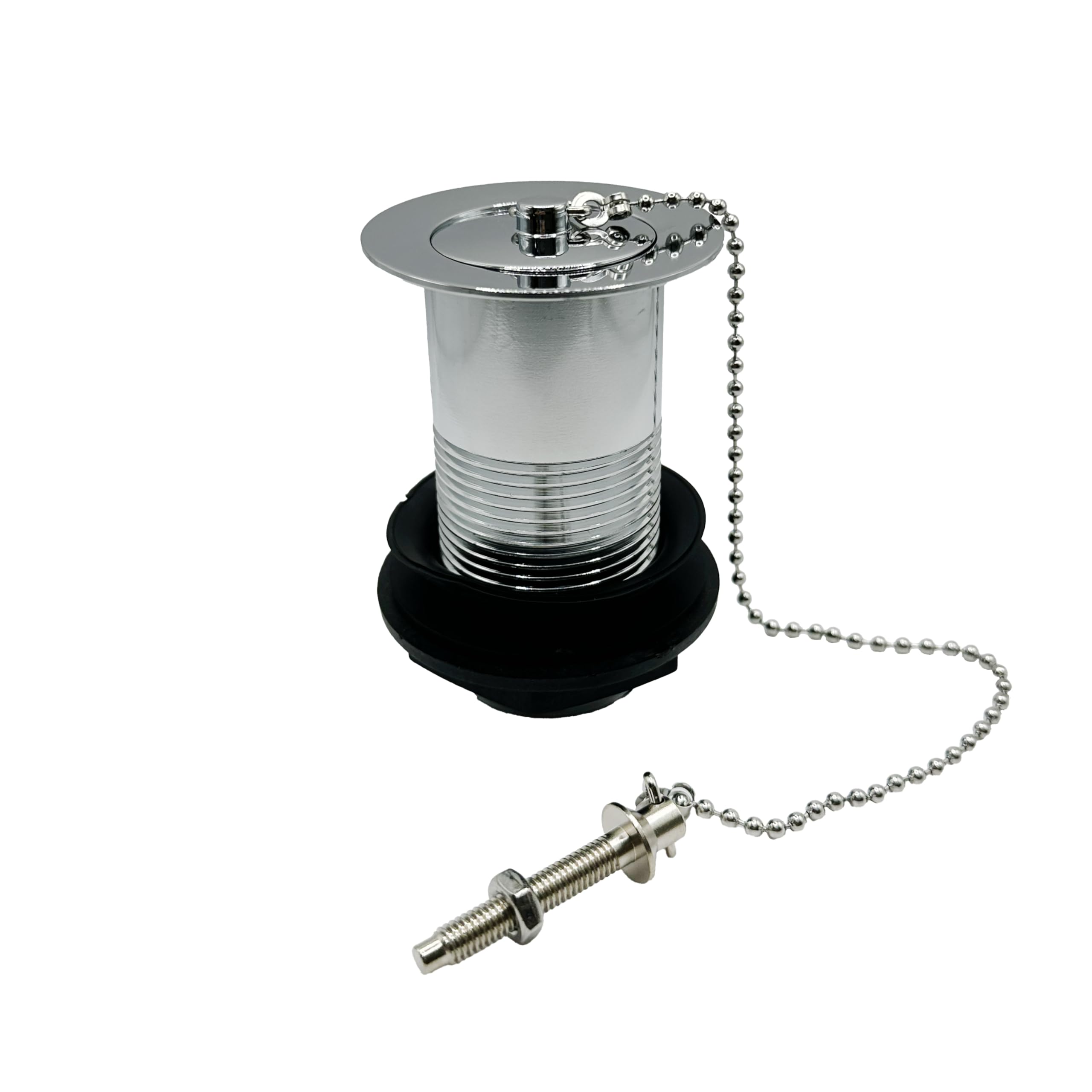 PlumbEZ Unslotted Sink Waste with Plug and Chain Chrome - Stainless-Steel Pop Up Basin Waste, 1.1/4 Inch, 32mm for Bathroom Sinks with Plug and Ball Chain - Unslotted