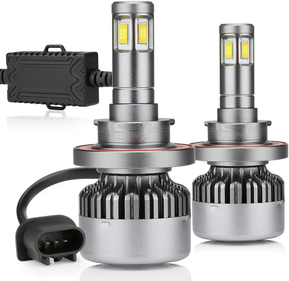 9008 H13 Led Headlight Bulbs 14000LM 100W Hi Lo Dual Beams 9008 6000K White 4 Sides CSP Chips Super Bright Lamp Conversion Kits