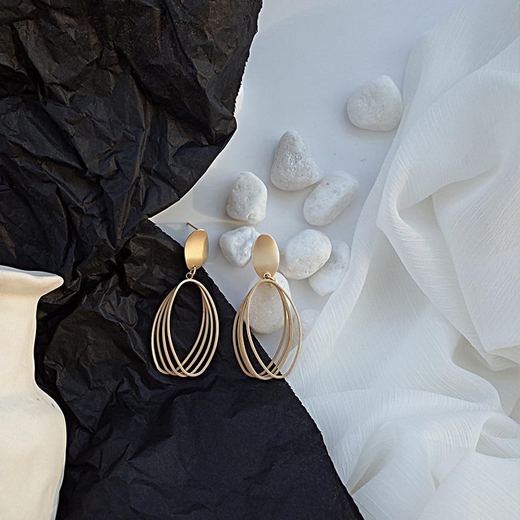 Trendy Gold Statement Dangle Earrings for Women Vintage Hollow Geometry Dangling Earrings Lightweight Drop Earrings Jewelry Accessories - Image 7